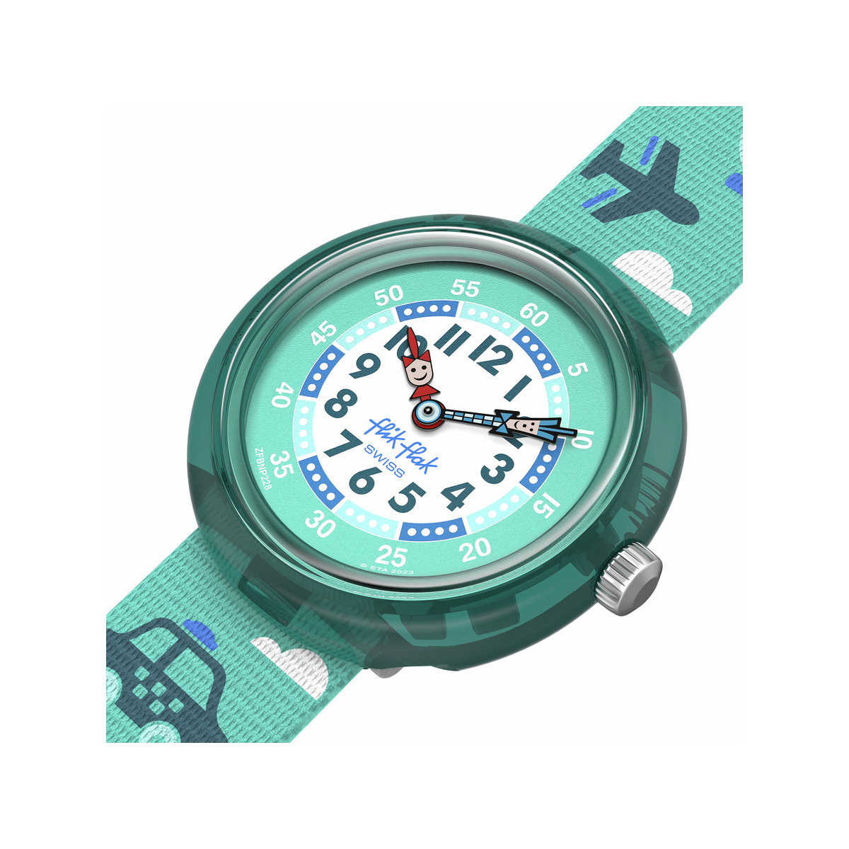 Montre Flik Flak time to discover enfant bracelet tissu vert - vue 2