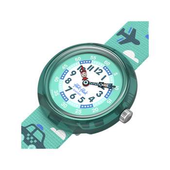 Montre Flik Flak time to discover enfant bracelet tissu vert