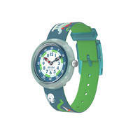 Montre Flik Flak time to discover enfant bracelet tissu bleu