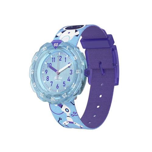 Montre Flik Flak time to discover enfant bracelet tissu bleu