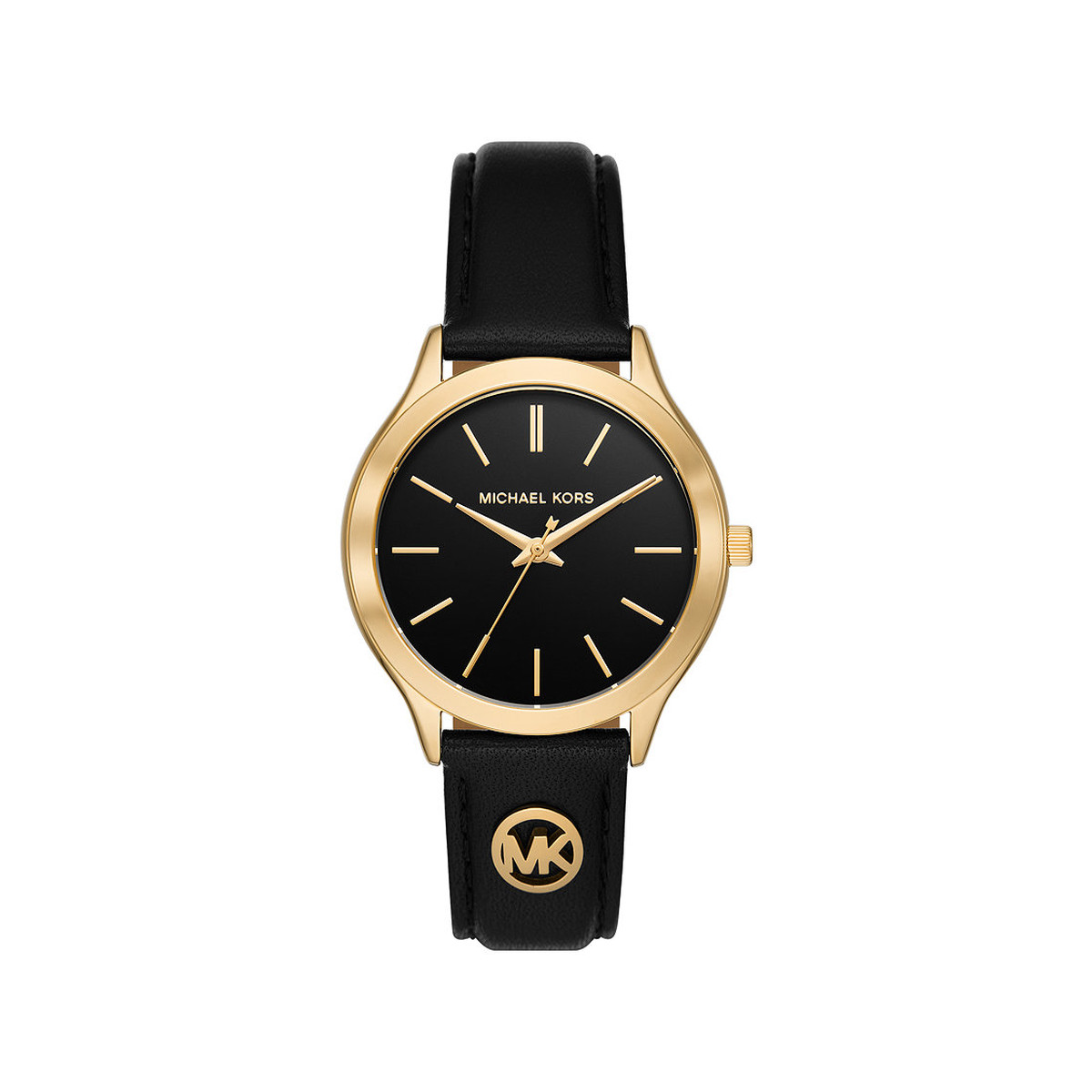 Montre michael kors slim runway femme bracelet cuir noir MATY