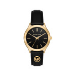 Montre michael kors slim runway femme bracelet cuir noir - vue 1