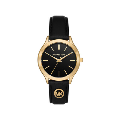 Watch michael kors slim runway woman black leather bracelet MATY