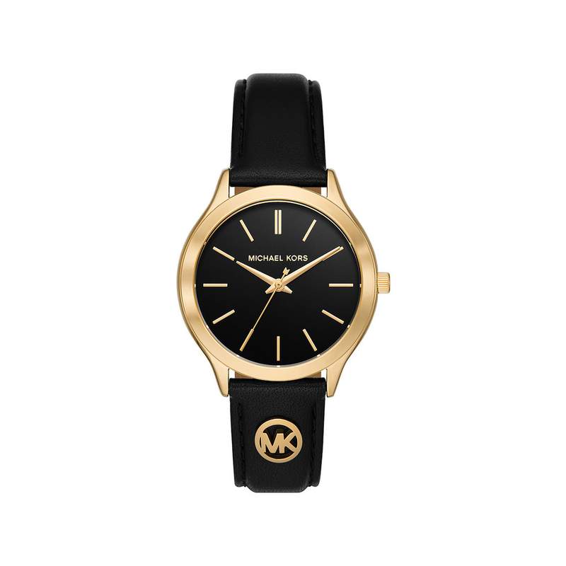 Montre michael kors slim runway femme bracelet cuir noir - vue 1