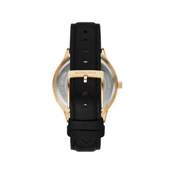 Montre michael kors slim runway femme bracelet cuir noir