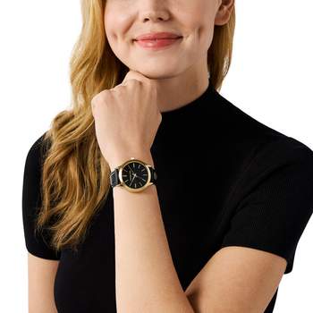 Montre michael kors slim runway femme bracelet cuir noir
