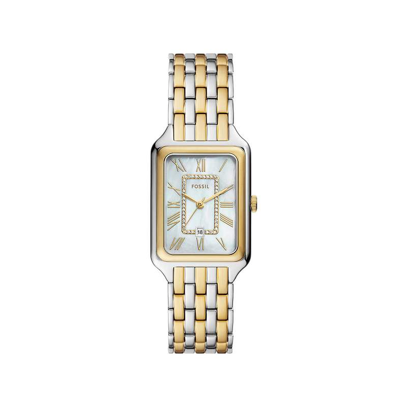 Montre fossil raquel femme bracelet acier inoxydable bicolore cadran 26mm - vue 1