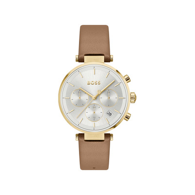 Montre BOSS business femme bracelet acier doré jaune - vue 1