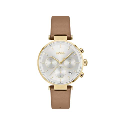 Montre BOSS business femme bracelet acier doré jaune
