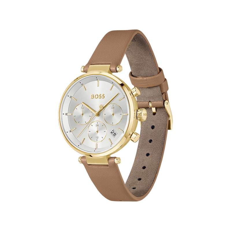 Montre BOSS business femme bracelet acier doré jaune - vue 2