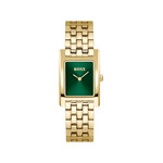 Montre BOSS business femme bracelet acier doré jaune - vue 1
