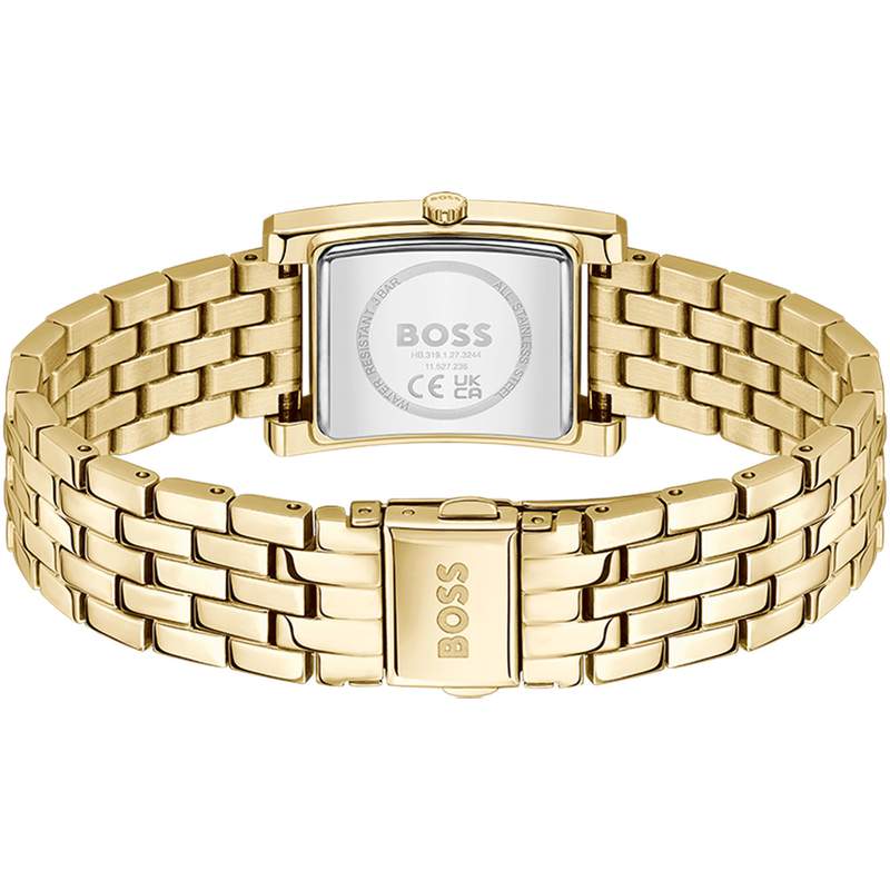 Montre BOSS business femme bracelet acier doré jaune - vue 3