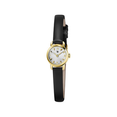 Montre LIP femme analogique, bracelet cuir noir