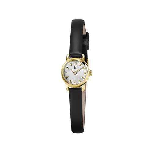LIP analog ladies watch, black leather strap