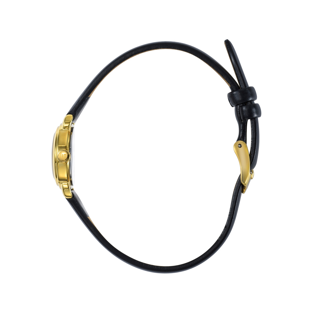 Montre LIP femme analogique, bracelet cuir noir - vue 2