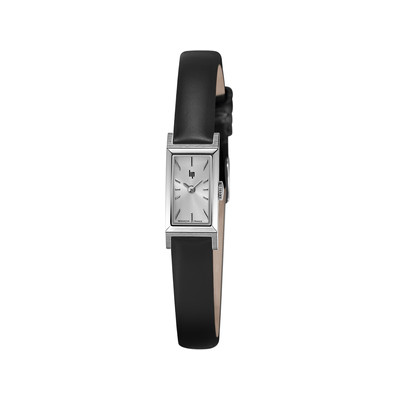 Montre LIP femme analogique, bracelet cuir noir
