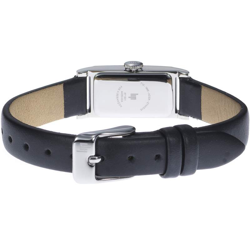 LIP analog ladies watch, black leather strap - view 3