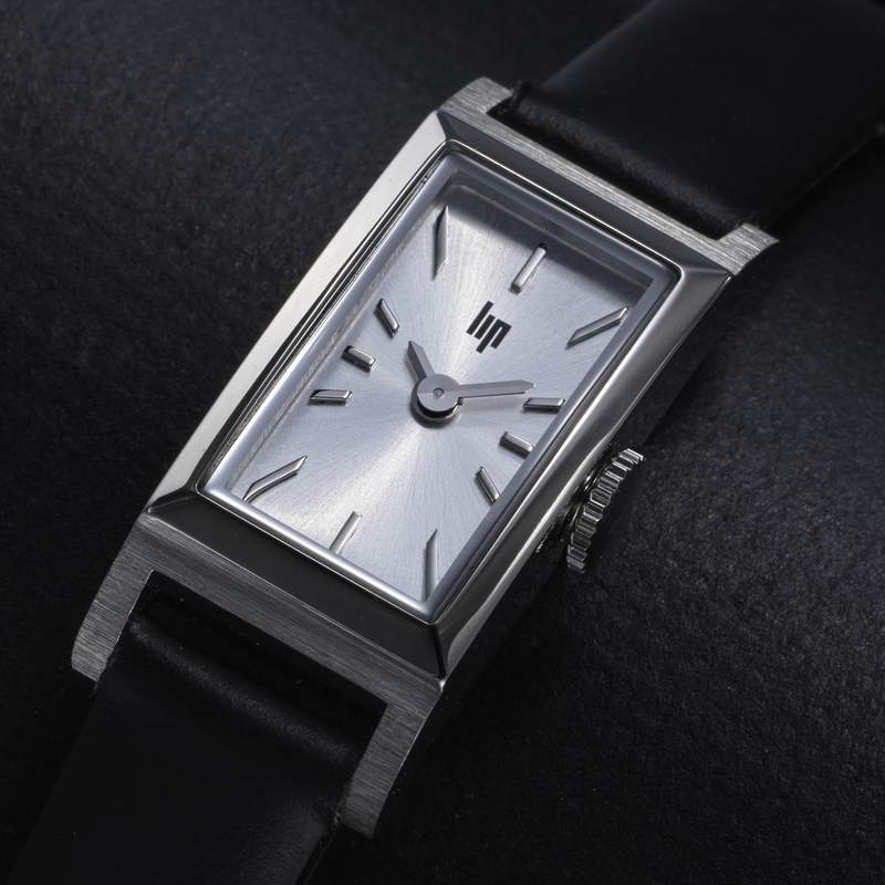 LIP analog ladies watch, black leather strap - view D1