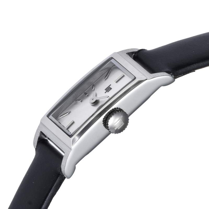 LIP analog ladies watch, black leather strap - view D2