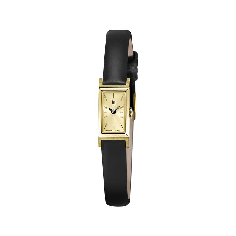 Montre LIP femme analogique, bracelet cuir noir - vue 1