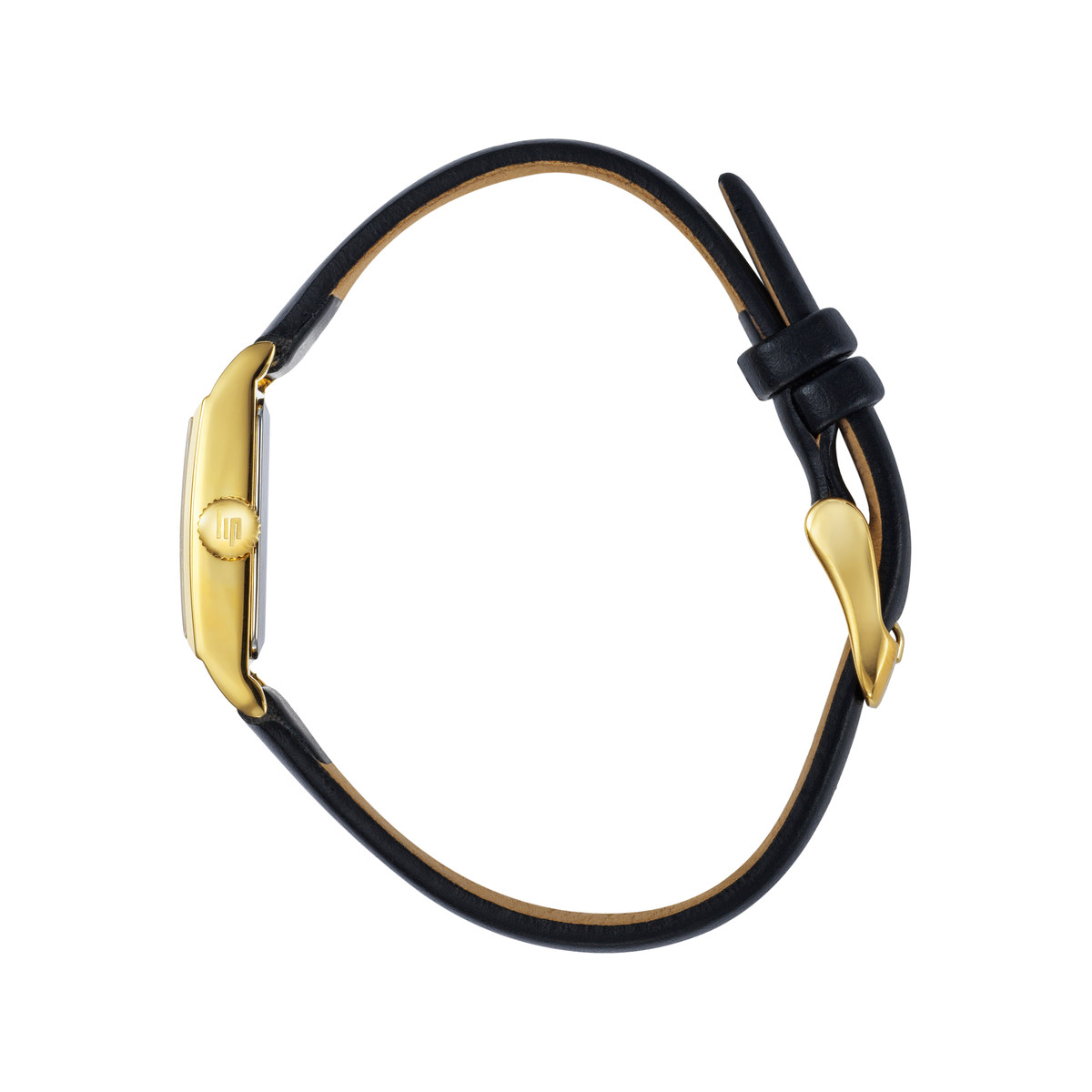 Montre LIP femme analogique, bracelet cuir noir - vue 2