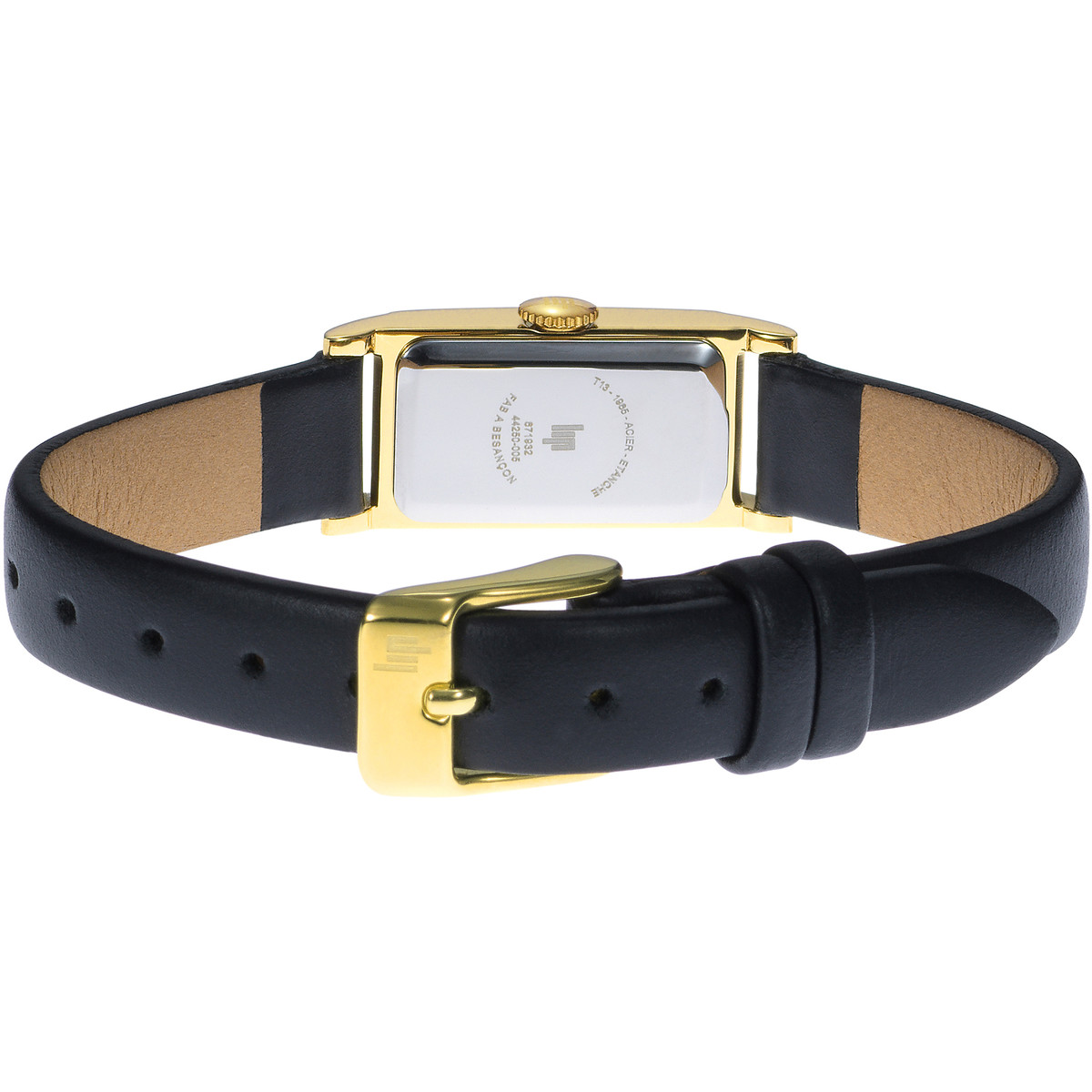 Montre LIP femme analogique, bracelet cuir noir - vue 3