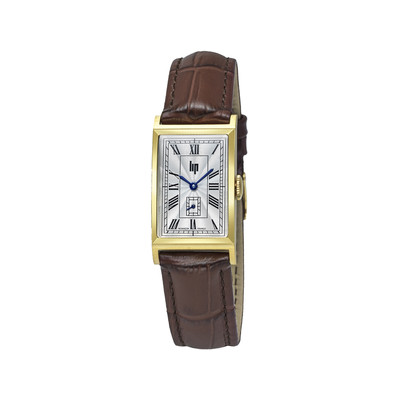 Montre LIP femme analogique, bracelet cuir marron