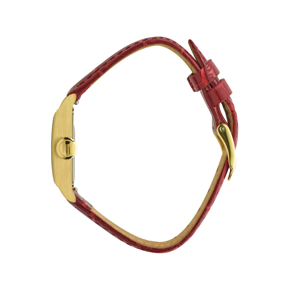 Montre LIP femme analogique, bracelet cuir bordeaux - vue 2