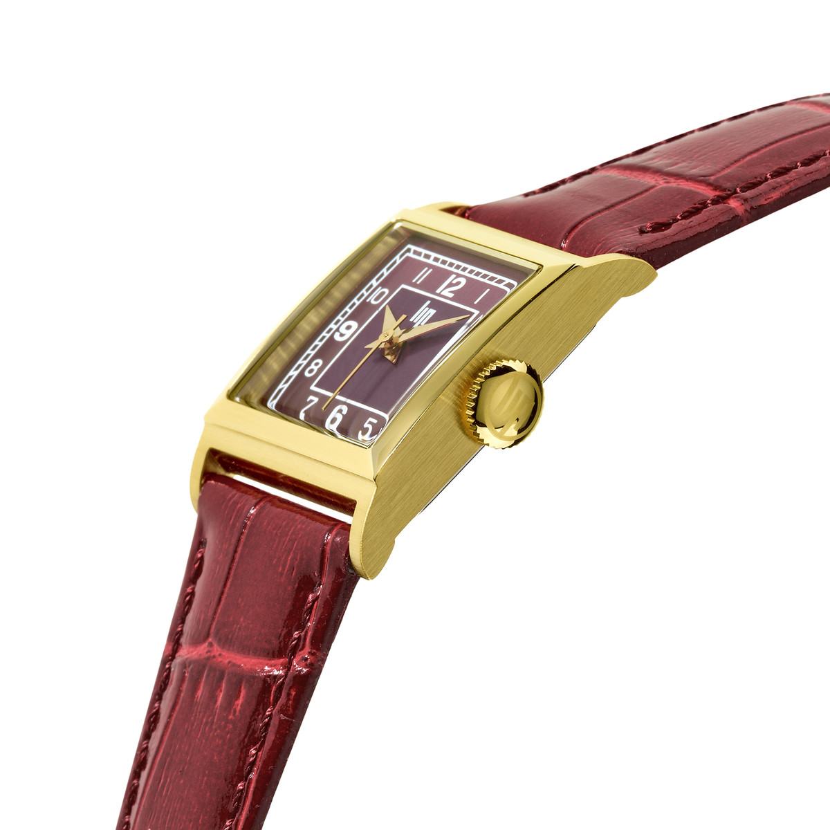 Montre LIP femme analogique, bracelet cuir bordeaux - vue D2