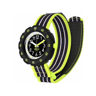 Montre FLIK FLAK LOOP IN NEON enfant bracelet pet recycle noir - vue 1