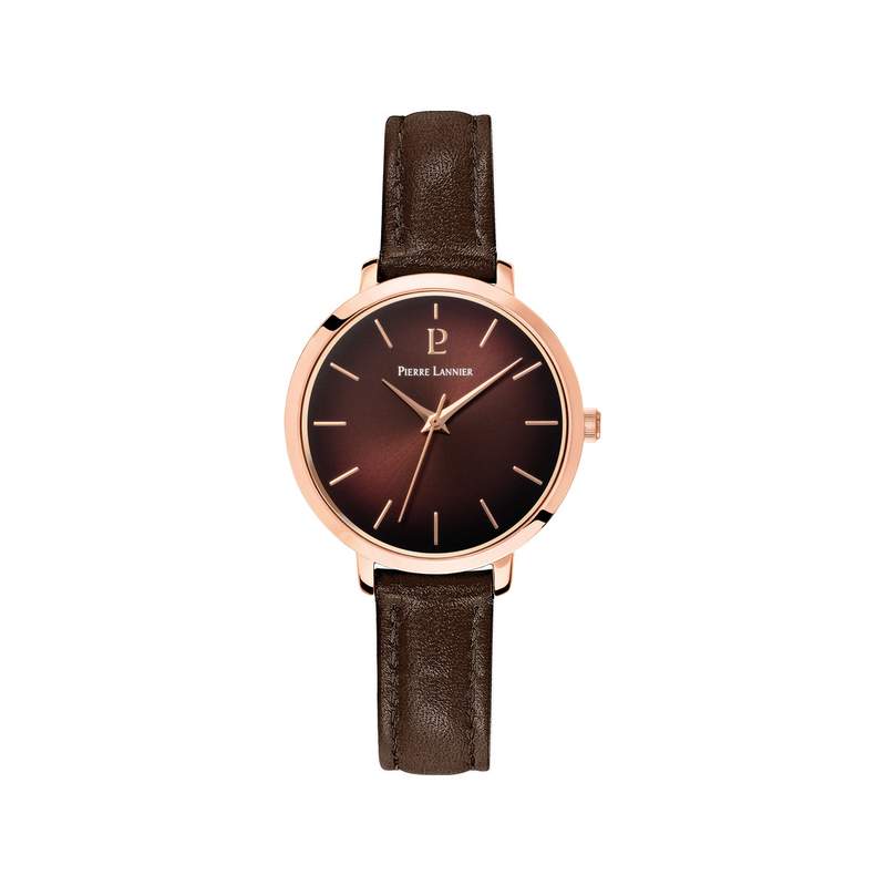 PIERRE LANNIER-horloge voor dames, model Chouquette, met bruine leren band - afbeelding 1