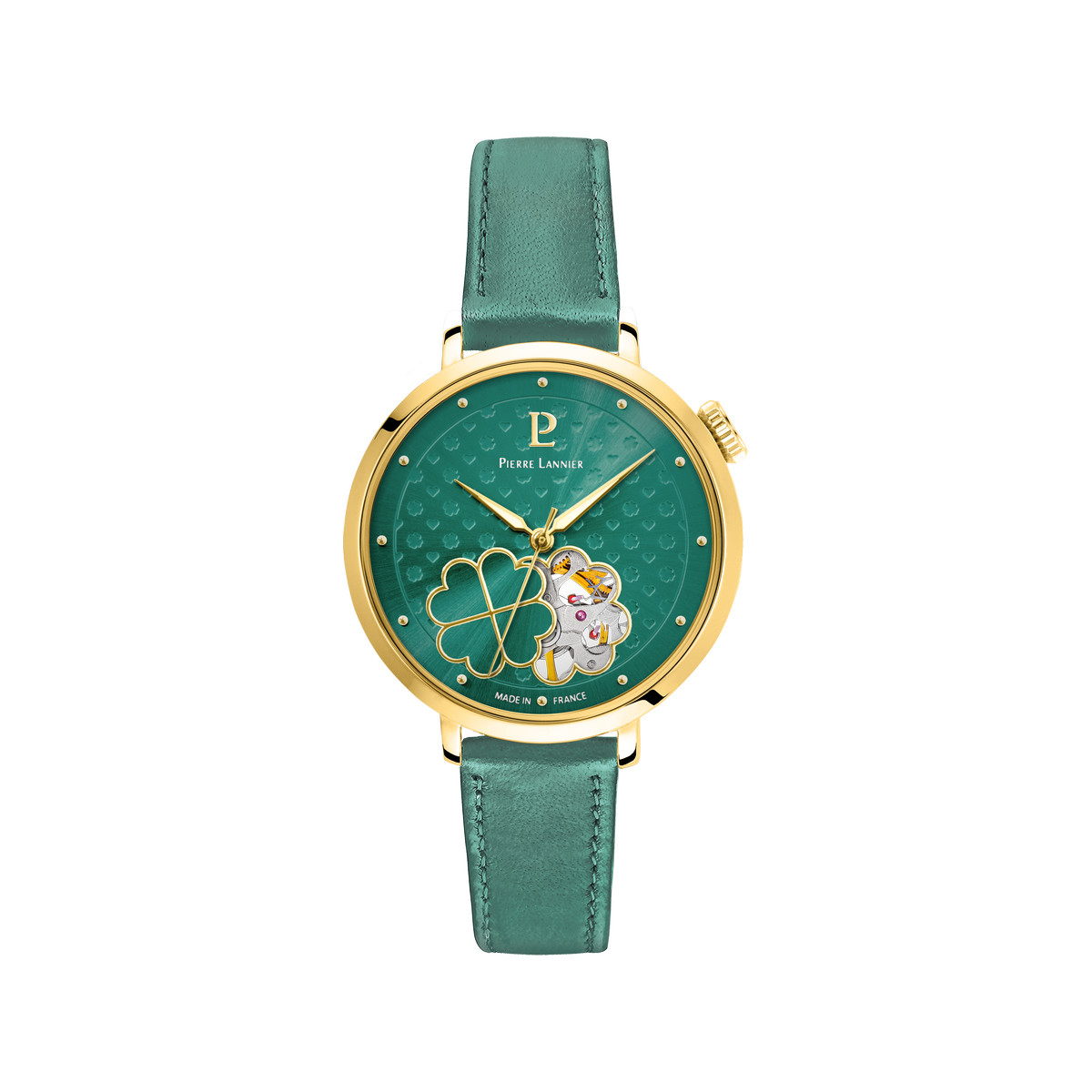 Montre PIERRE LANNIER esperance femme automatique, bracelet cuir vert