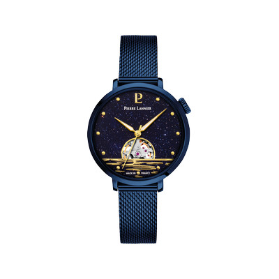 Montre PIERRE LANNIER australe femme automatique, bracelet acier bleu