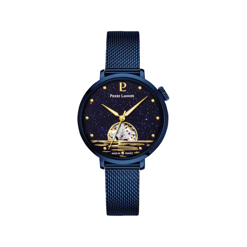 Montre PIERRE LANNIER australe femme automatique, bracelet acier bleu - vue 1