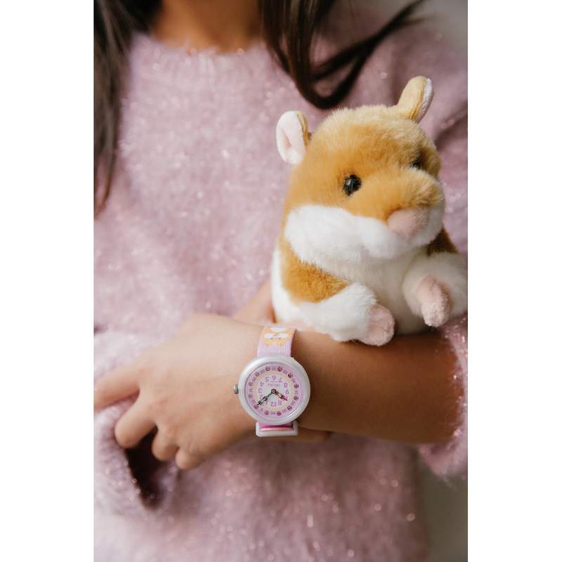 Montre flik flak friends fur-ever enfant bracelet pet recycle rose - vue porté 2