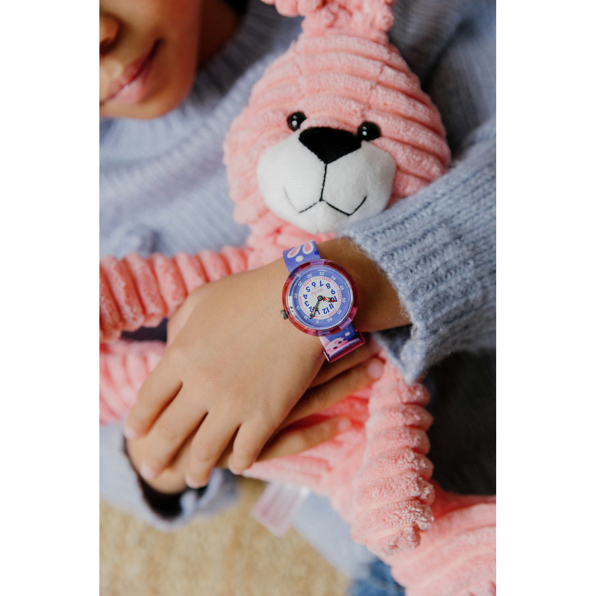 Montre flik flak friends fur-ever enfant bracelet pet recycle violet - vue porté 2