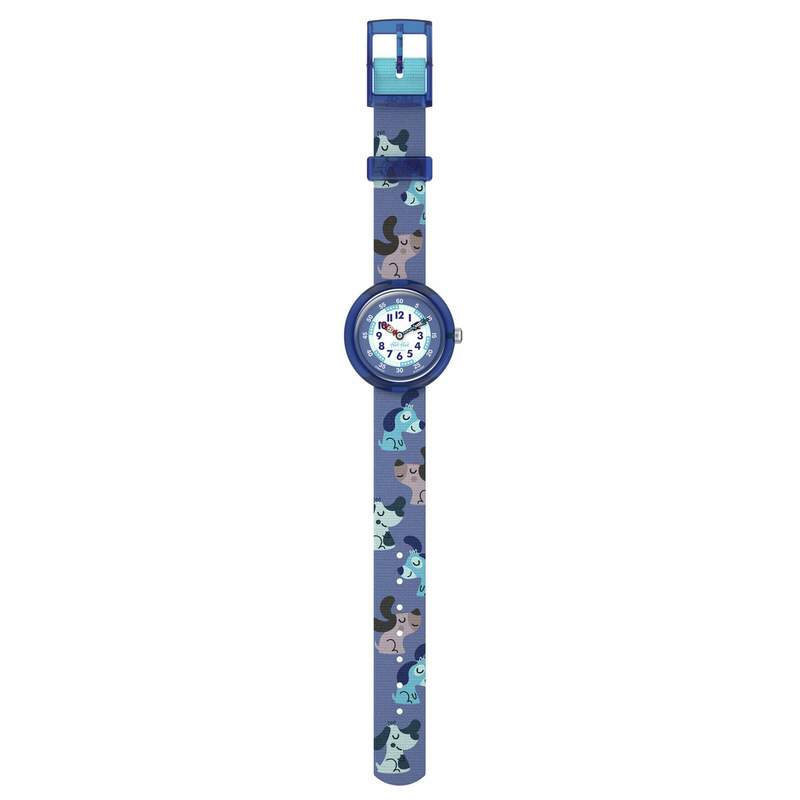 Montre flik flak friends fur-ever enfant bracelet pet recycle bleu - vue D1