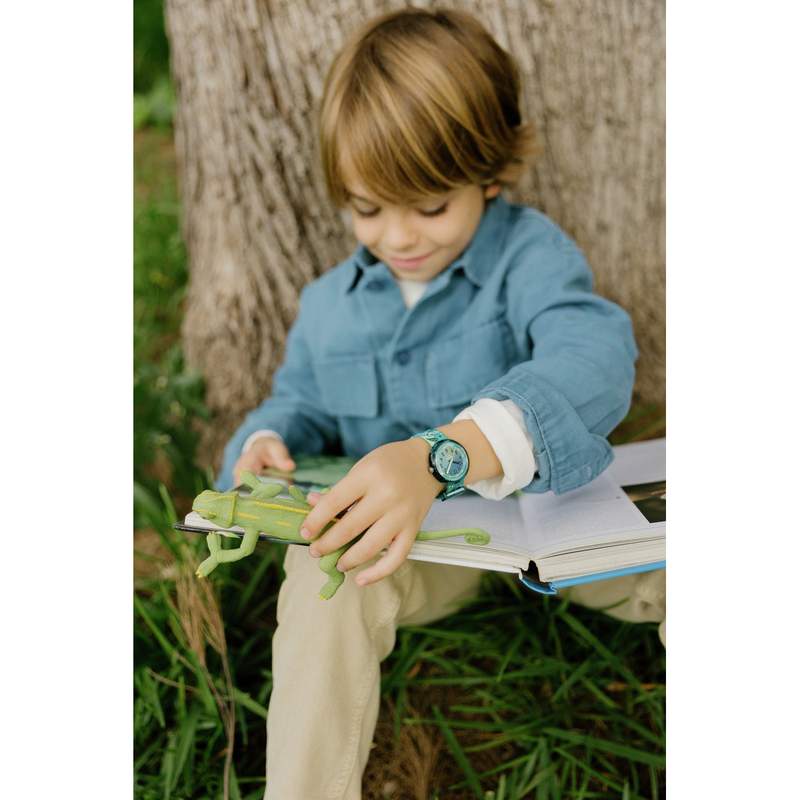 Montre flik flak friends fur-ever enfant bracelet pet recycle vert - vue porté 1