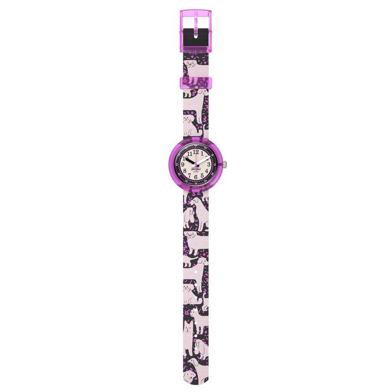 Montre FLIK FLAK WOOF WOOF TIME enfant bracelet pet recycle noir - vue D1