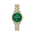 MONTRE BOSS FEMME Sage sport acier bicolore cadran vert - vue 1