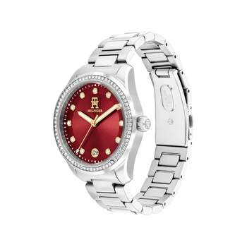 MONTRE TOMMY HILFIGER FEMME Th85 Crystals acier cadran rouge