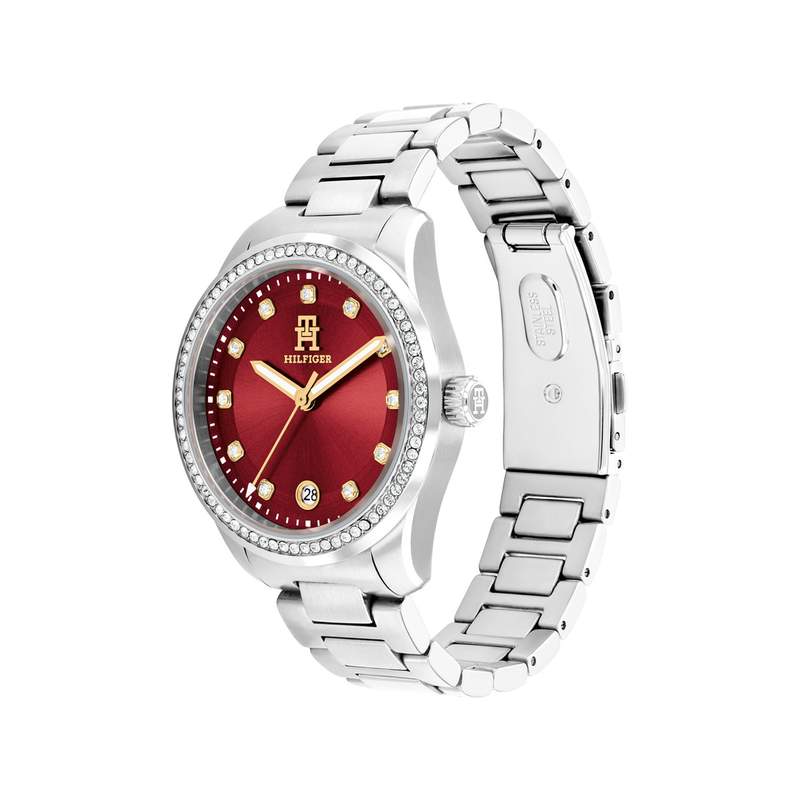 MONTRE TOMMY HILFIGER FEMME Th85 Crystals acier cadran rouge - vue 2