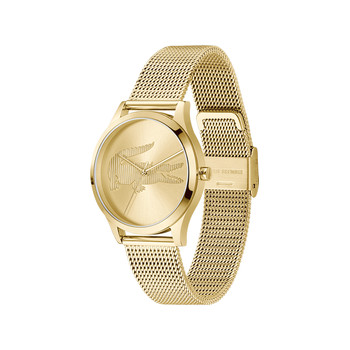 Montre LACOSTE crocodelle femme Acier doré jaune bracelet maille milanaise