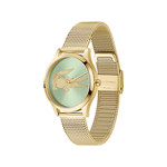 Montre LACOSTE crocodelle femme Acier doré jaune cadran vert bracelet maille milanaise - vue 2