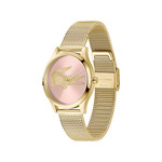 Montre LACOSTE crocodelle femme Acier doré jaune cadran rose bracelet maille milanaise - vue 2