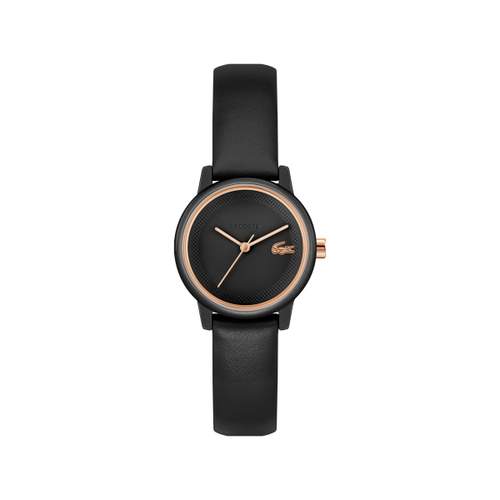 LACOSTE 12.12 swift zwart dameshorloge met leren band