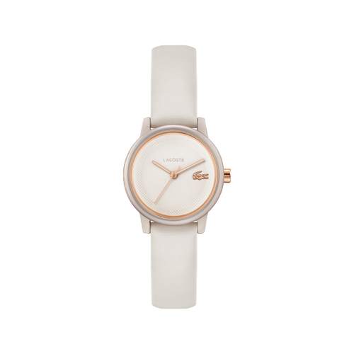 LACOSTE12.12 swift dameshorloge met witte leren band