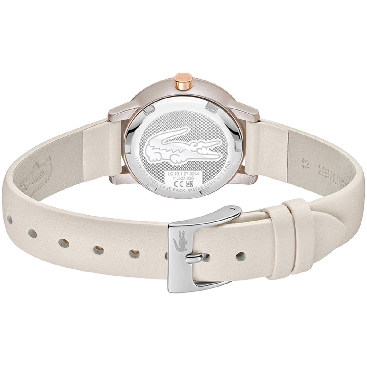 Montre LACOSTE12.12 swift femme blanc bracelet cuir - vue 3