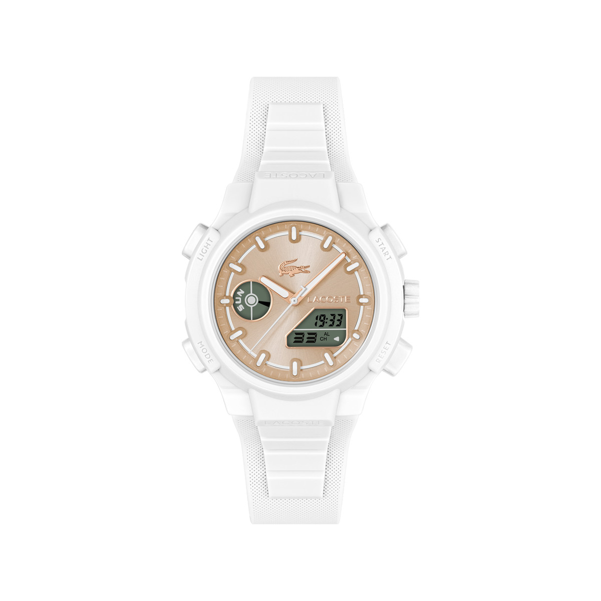 Montre LACOSTE lc33 femme blanc cadran beige bracelet silicone