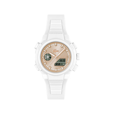 LACOSTE lc33 ladies' watch white beige dial silicone bracelet